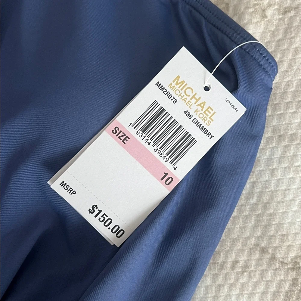 MICHAEL Michael Kors Logo U-Bar One Shoulder One Piece Swimsuit
